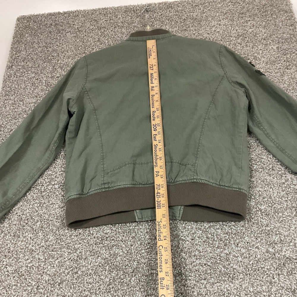 Bethany Mota Aeropostale Jacket‎ XL Army Green Bomber Patches Linen Grunge Y2K - Picture 9 of 10